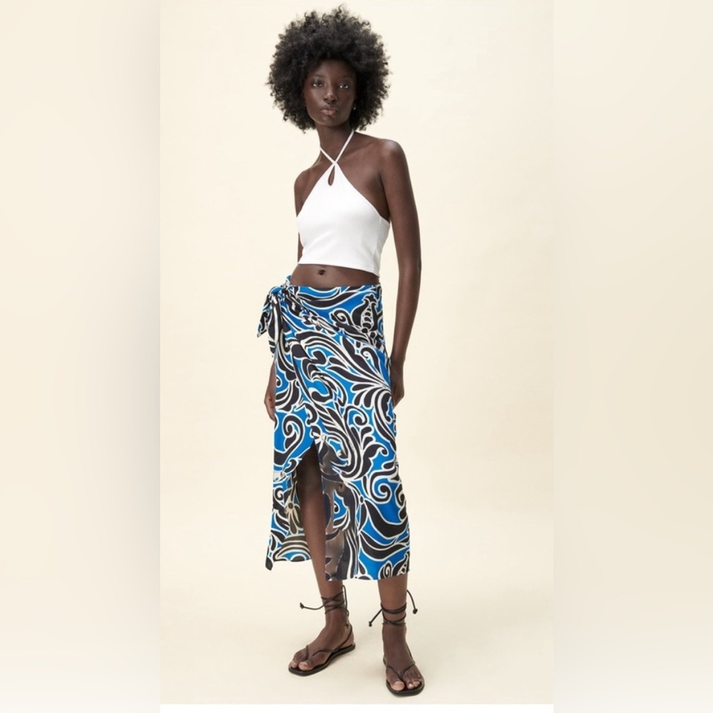 Zara print wrap skirt